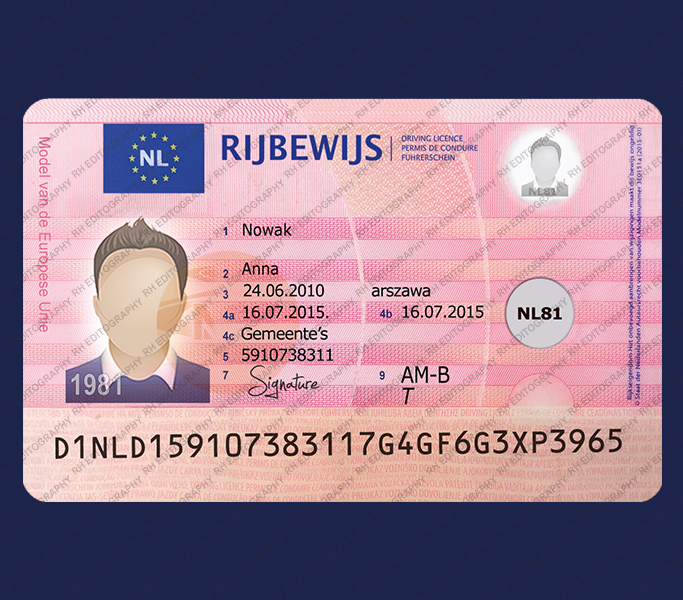 Netherland Driving Licence PSD Template