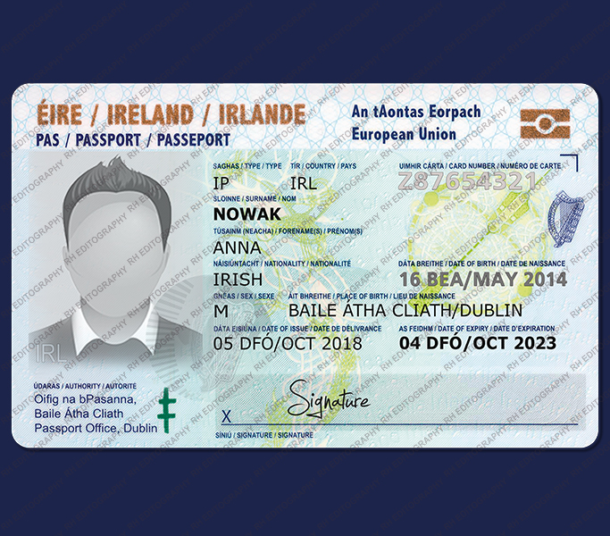 Ireland Passport Card PSD Template RH Editography