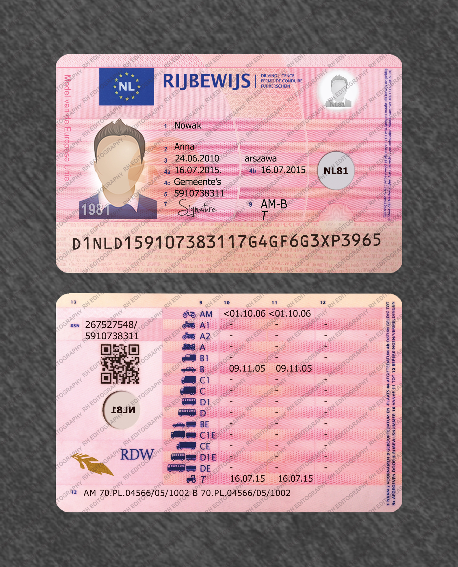 Netherland Driving Licence PSD Template - Image 3