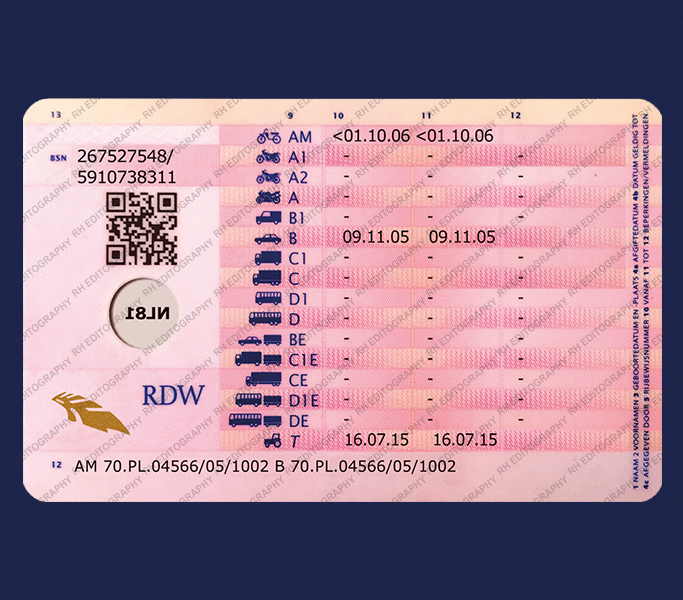 Netherland Driving Licence PSD Template - Image 2