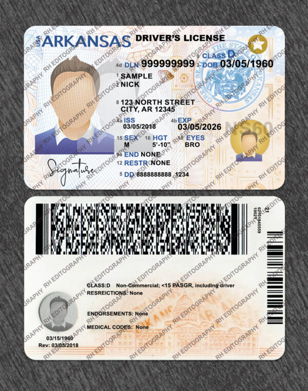 Arakansas Driving Licence PSD Template - Image 3