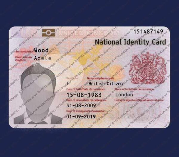 UK National ID Card PSD Template
