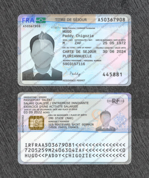 France Resident Card PSD Template - Image 3