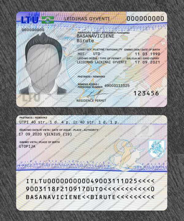 Lithuania Resident Card PSD Template - Image 3