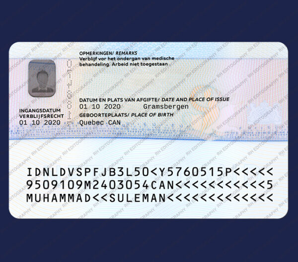 Netherland Resident Permit PSD Template - Image 2