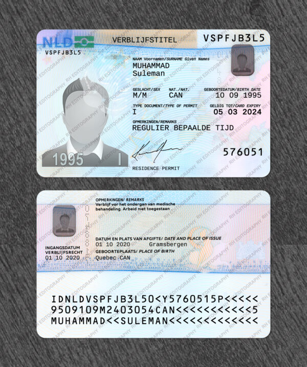Netherland Resident Permit PSD Template - Image 3