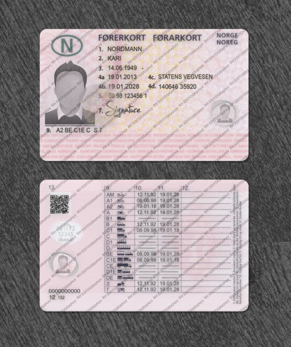 Norway Driving Licence PSD Template - Image 3