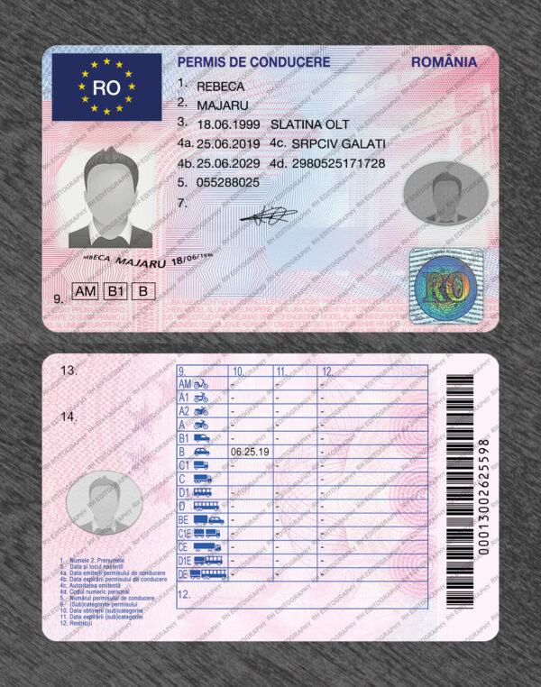 Romania Driving Licence PSD Template - Image 3