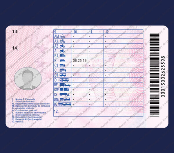 Romania Driving Licence PSD Template - Image 2