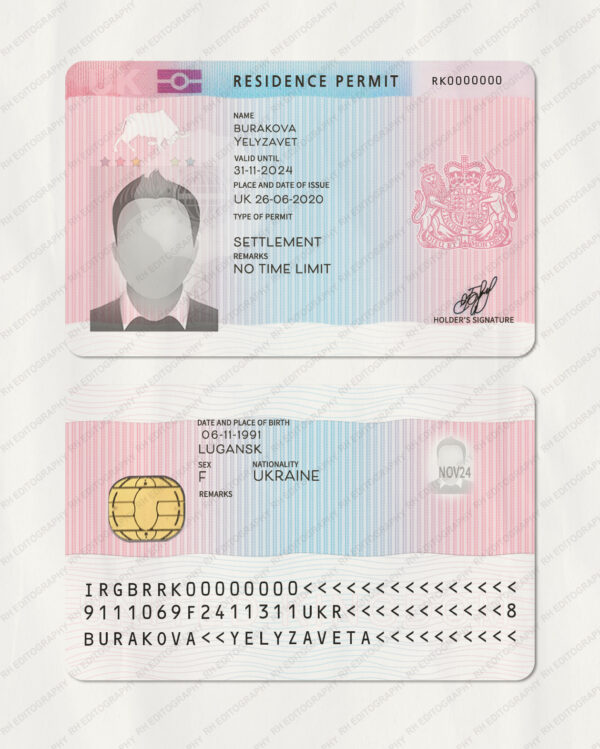UK Resident Card PSD Template Old - Image 3