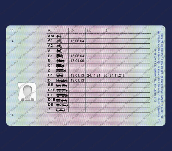 Lithuania Driving Licence PSD Template - Image 2