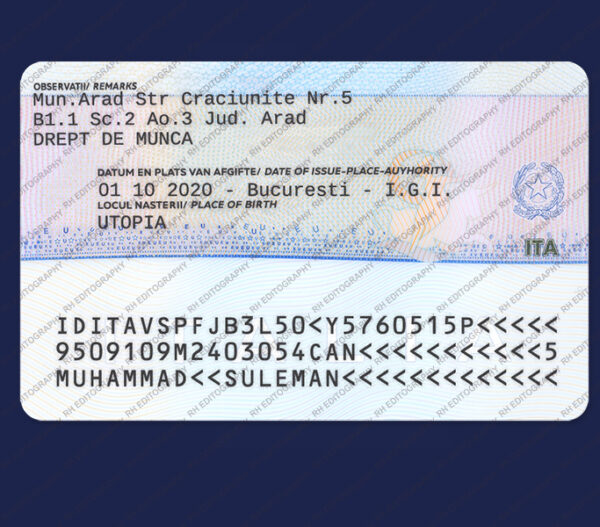 Italy Resident Card PSD Template - Image 2