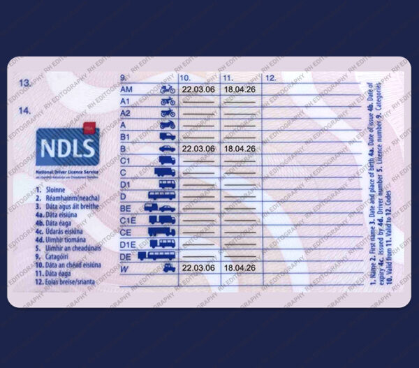 Ireland Driving License PSD Template - Image 2