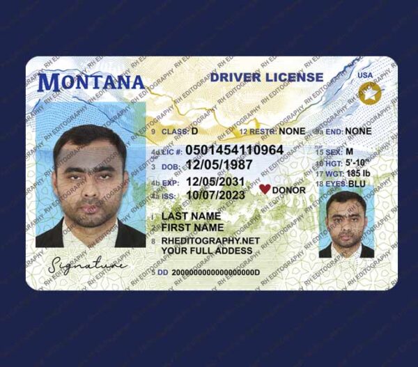 Montana Driving Licence Psd Template 2024