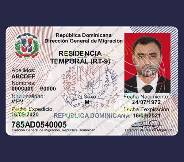 República Dominicana-Residencia Temporal Card Psd Template