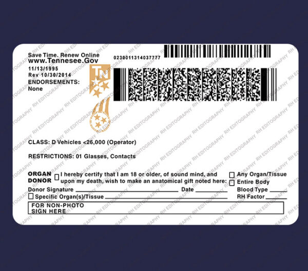 New Tennessee Driving License Psd Template - Image 4